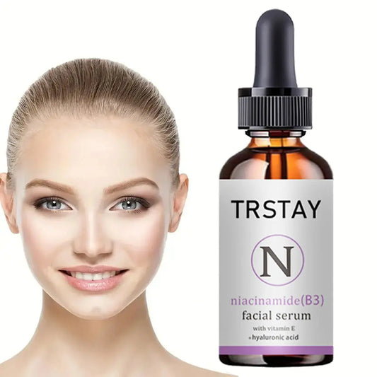 TRSTAY  Nicotinamide (B3)  Facial serum  Using vitamin E+penetration  Hyaluronic acid  Accelerate collagen