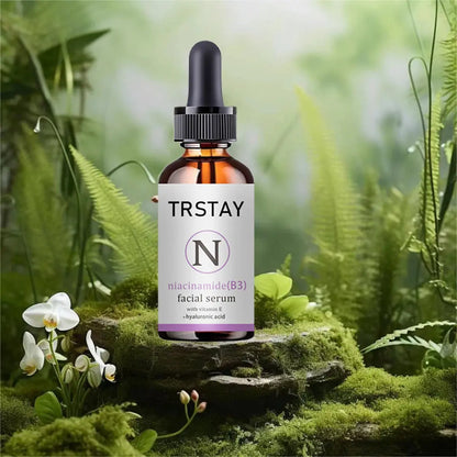 TRSTAY  Nicotinamide (B3)  Facial serum  Using vitamin E+penetration  Hyaluronic acid  Accelerate collagen